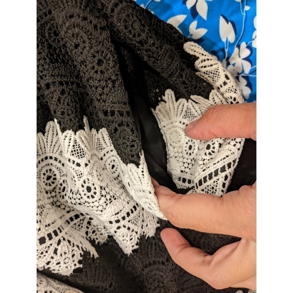Jill Stuart Black and White Lace 3/4 Length Sleeve Pocket Dress Size 4 - Picture 6 of 8